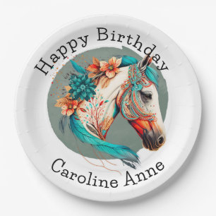 Assiettes En Carton Country Western Boho Horse fête d'anniversaire