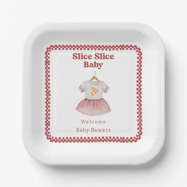 Assiettes En Carton Coupe Baby shower Pizza Robe (Recto)