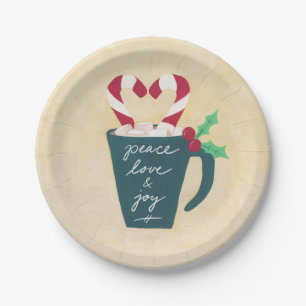 Assiettes En Carton Coupe de Paix, Amour et Joie