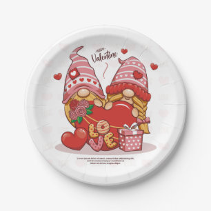 Assiettes En Carton couple_amour_de_mignon_gnome_avec_amour_coeur_vale