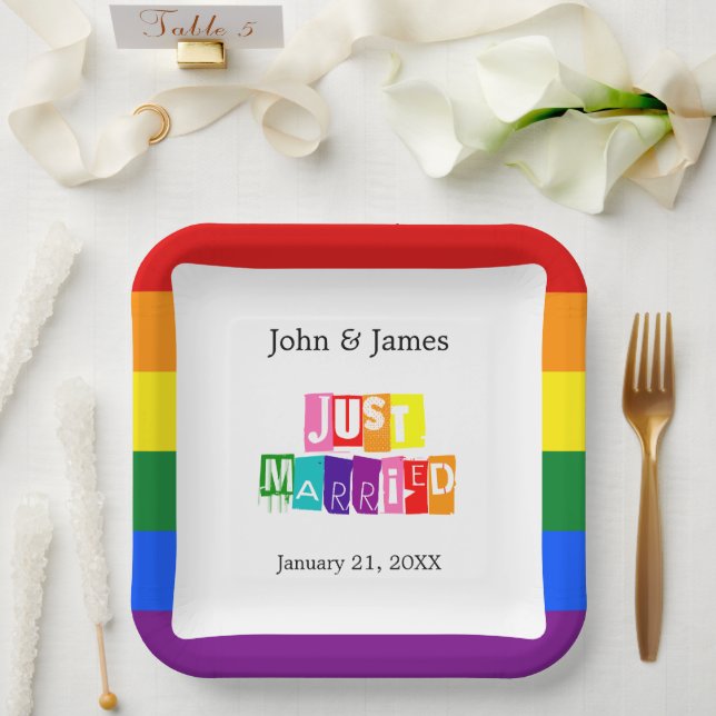 Assiettes En Carton Couple gay marié Mariage LGBTQ (Mariage)