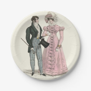 Assiettes En Carton Couple Mariage Antique 1823 Homme Femme Mode