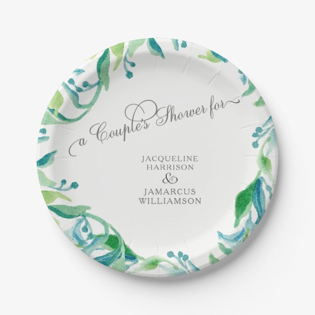 Assiettes En Carton Couples Couples Couple Laine Feuille Wreath Olive  (Devant)