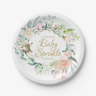 Assiettes En Carton Couples Roses en bois Bébé Sprinkle / Douche