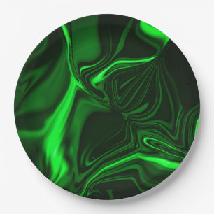 Assiettes En Carton Courbes ou ondulations vert métallique, foncé