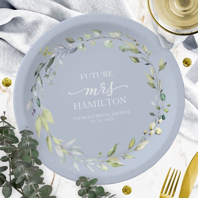 Assiettes En Carton Couronne de eucalyptus verdure mignonne pour Baby  (Créateur téléchargé)