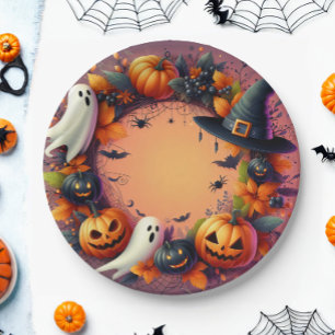 Assiettes En Carton Couronne de la fête d'Halloween enchantée