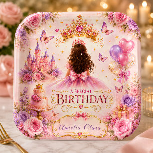 Assiettes En Carton Couronne de princesse Anniversaire
