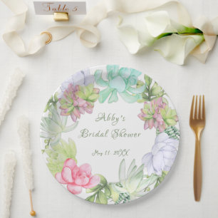 Assiettes En Carton Couronne de verdure succulente pour la douche de l