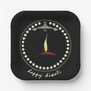 Assiettes En Carton Couronne étoile flamboyante Diwali Diya élégante