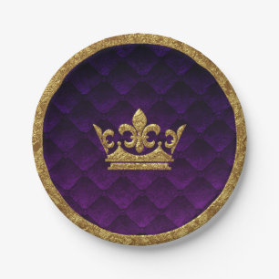 Assiettes En Carton Couronne royale violette et dorée Élégante histoir