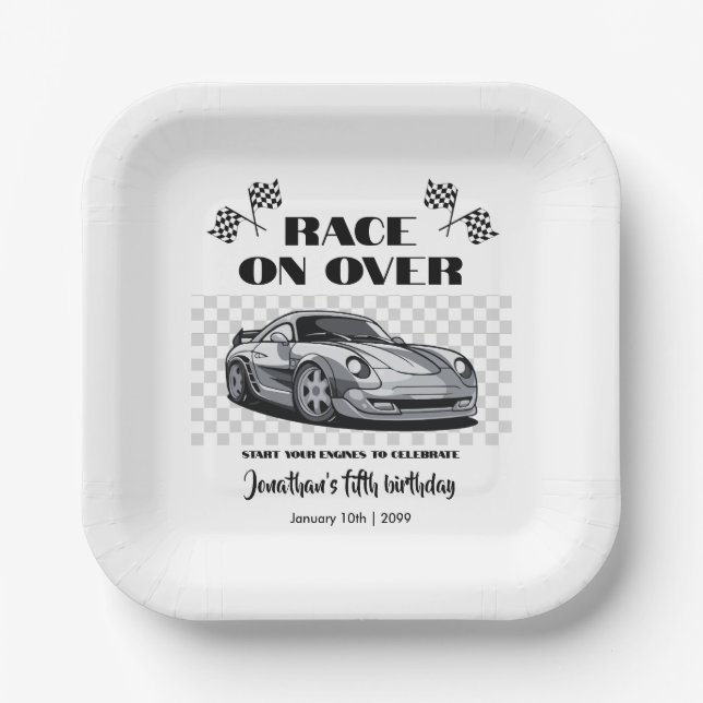 Assiettes En Carton Course sur plus Silver voiture course moderne n'im (Recto)