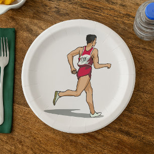Assiettes En Carton Course Walker Athlète Sports Runner en mouvement