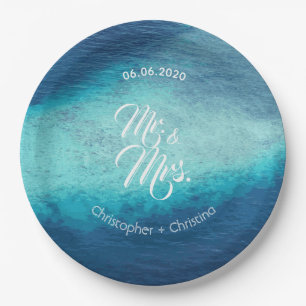 Assiettes En Carton Coutume blanche de mariage de plage de sable