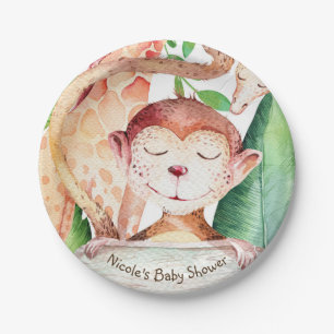 Assiettes En Carton Coutume de partie de baby shower de singe et de