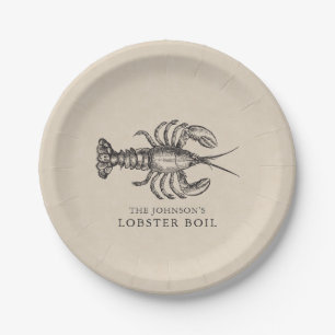 Assiettes En Carton Coutume d'ébullition de fruits de mer du homard  