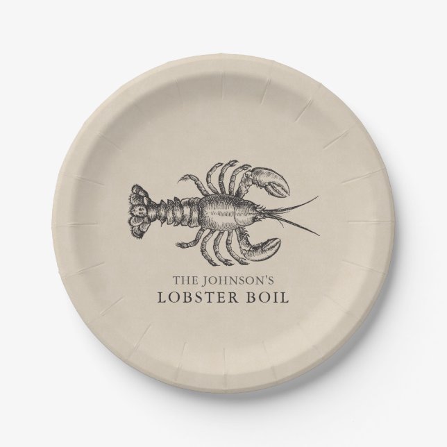 Assiettes En Carton Coutume d'ébullition de fruits de mer du homard | (Devant)