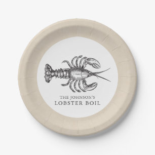 Assiettes En Carton Coutume d'ébullition de fruits de mer du homard  