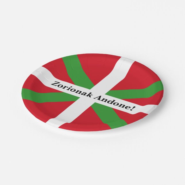 Assiettes En Carton Coutume, drapeau national de pays Basque, ikurriña (Angle)