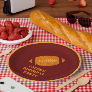 Assiettes En Carton Coutume Football Anniversaire Maroon Gold