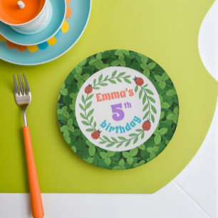 Assiettes En Carton Coutume Ladybug & Leaf 5e anniversaire