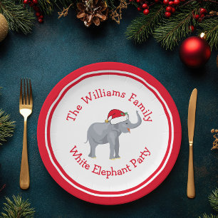 Assiettes En Carton Coutume Rouge Noël Blanc Elephant Party