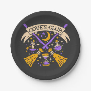Assiettes En Carton Coven Club Halloween Witch Night Sky