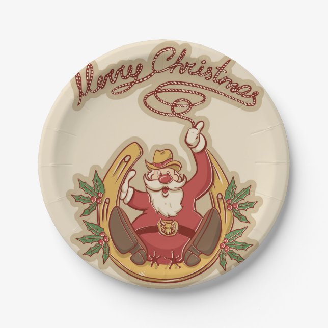 Assiettes En Carton Cow-boy Santa Claus (Devant)