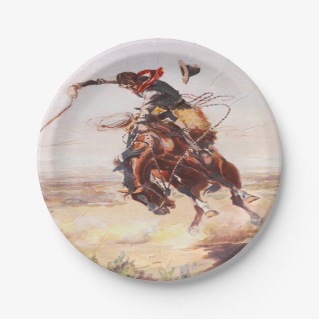 Assiettes En Carton Cowboy À L'Épreuve D'Une Plaque De Fête À Cheval (Devant)