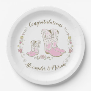 Assiettes En Carton Cowboy Baby shower Country Western Blue Boy