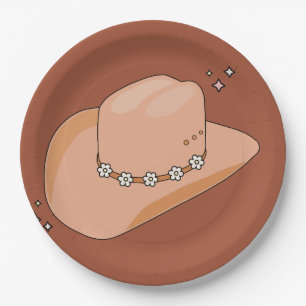 Assiettes En Carton Cowboy Casquette rouille Terracotta