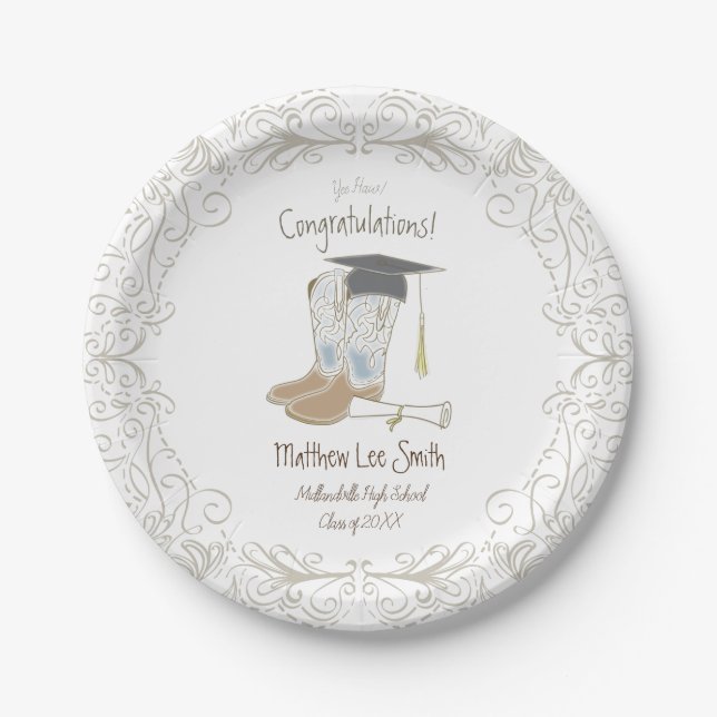 Assiettes En Carton Cowboy Cowgirl Graduation Country Western Party (Devant)