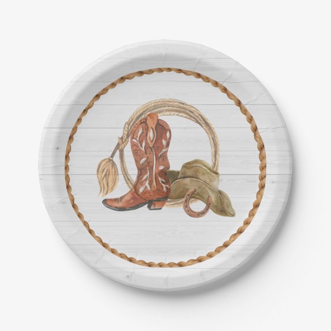 Assiettes En Carton Cowboy Cowgirl Western Rodeo Anniversaire (Devant)