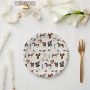 Assiettes En Carton Cowboy Cowgirl Western Rodeo Pays Motif