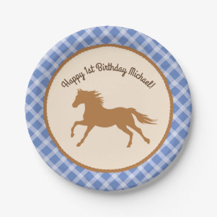Assiettes En Carton Cowboy Horse Pony Cute 1er Anniversaire Thème de f