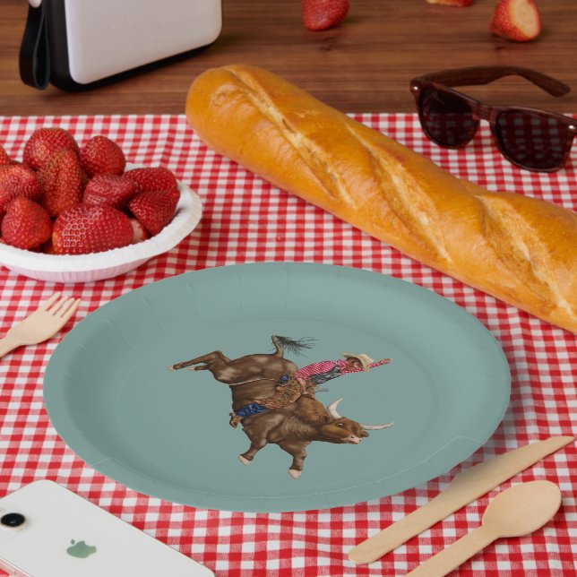 Assiettes En Carton Cowboy rodéo vintage (Pique-nique)