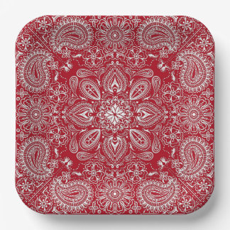 Assiettes En Carton Cowboy rouge et blanc