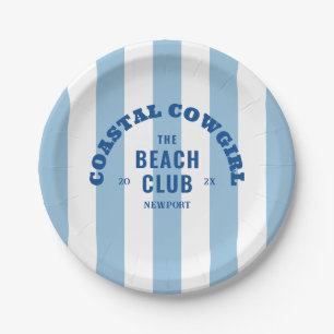Assiettes En Carton Cowgirl Côtière Le Club de la Plage Denim Bleu
