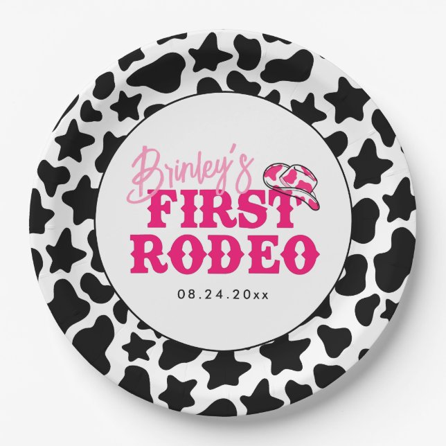 Assiettes En Carton Cowgirl Disco Rose Premier Rodéo (Devant)