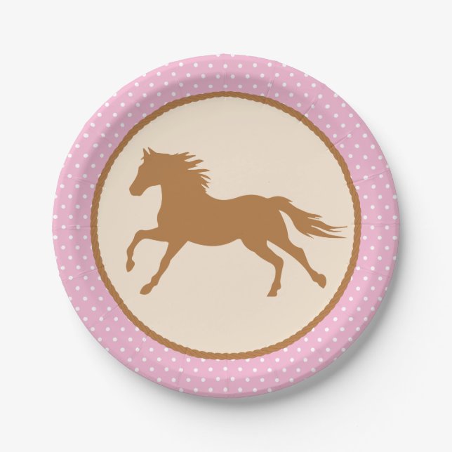 Assiettes En Carton Cowgirl Horse Pony mignonne 1er anniversaire de fê (Devant)
