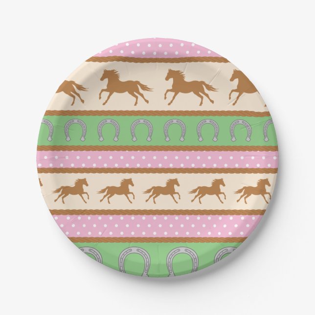 Assiettes En Carton Cowgirl Horse Pony mignonne 1er anniversaire de fê (Devant)
