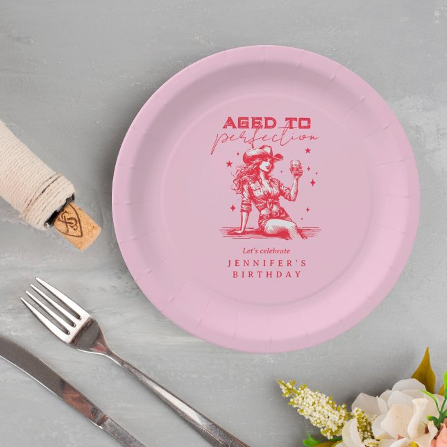 Assiettes En Carton Cowgirl rose vieilli à la perfection fête d'annive (Créateur téléchargé)