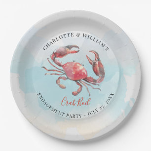 Assiettes En Carton Crab Boire de fruits de mer Fête d'été Aquarelle