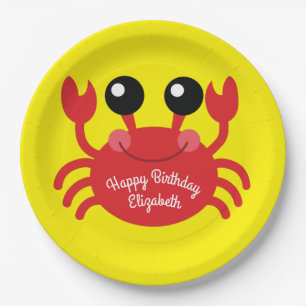 Assiettes En Carton Crabe Anniversaire Soirée Cartoon Enfants