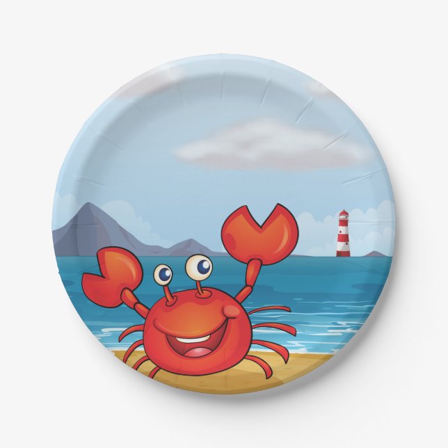 Assiettes En Carton Crabe Au Bord De L'Eau (Devant)