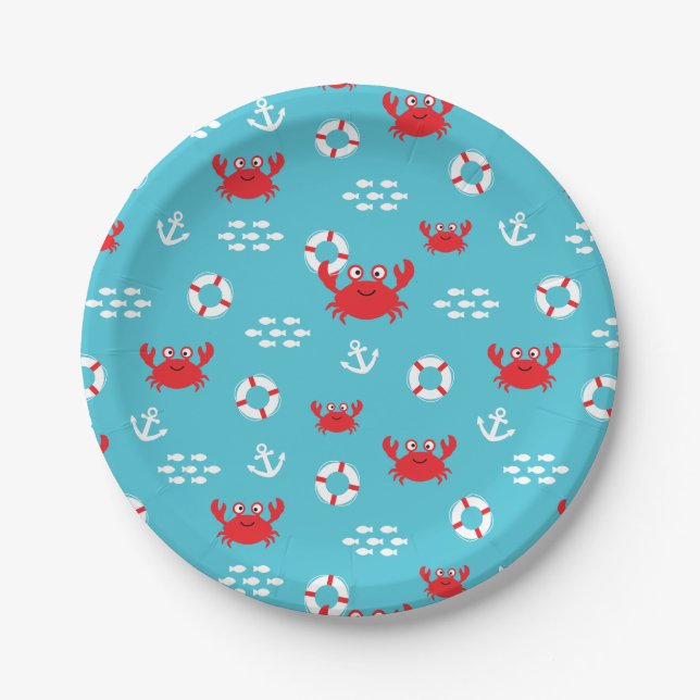 Assiettes En Carton Crabe avec Lifebuoy (Devant)