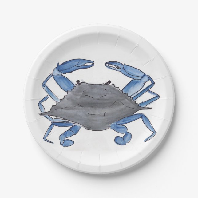 Assiettes En Carton Crabe bleu (Devant)