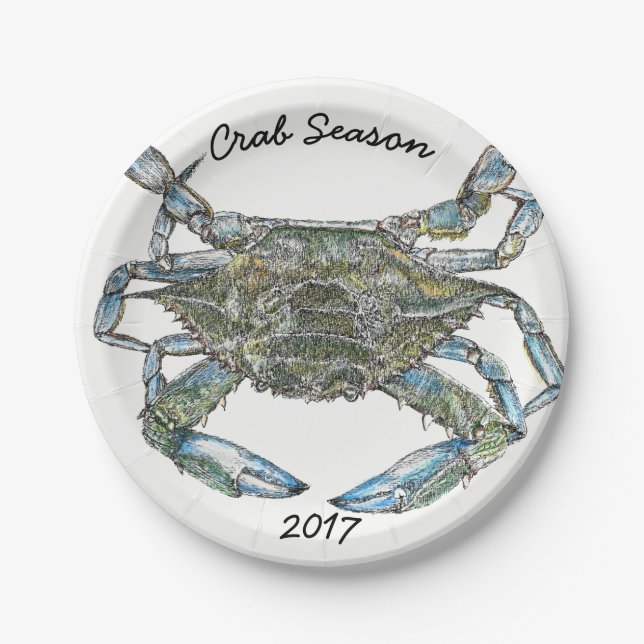 Assiettes En Carton Crabe bleu (Devant)