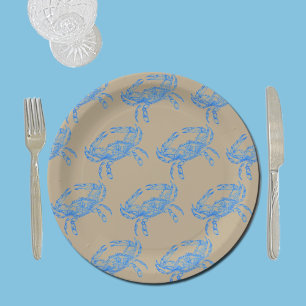 Assiettes En Carton crabe bleu vintage