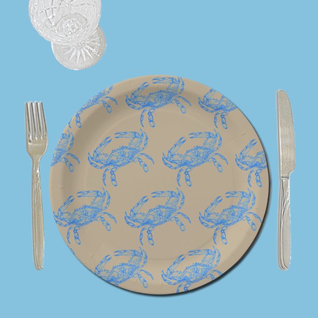 Assiettes En Carton crabe bleu vintage (Créateur téléchargé)